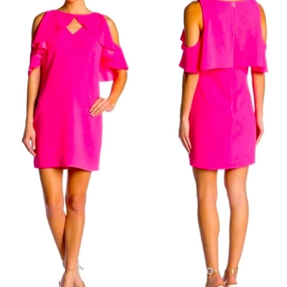 Trina Turk Elegant Pink Ruffle Sleeve Dress